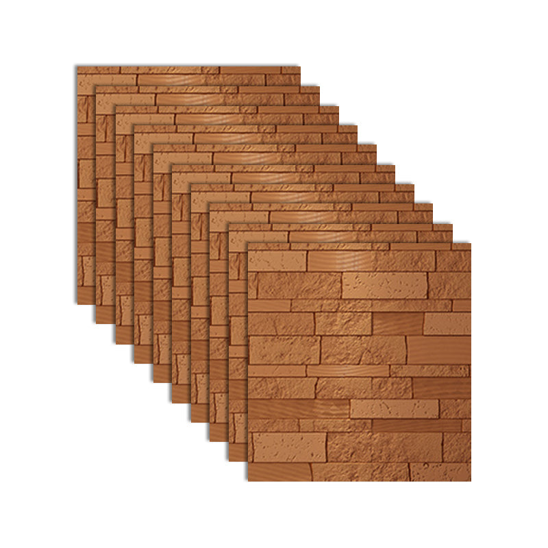 Industrial 3D Brick Wall Plank Bathroom Living Room Wall Panels Set of 10 Coffee 3D Embossed Clearhalo 'Flooring 'Home Improvement' 'home_improvement' 'home_improvement_wall_paneling' 'Wall Paneling' 'wall_paneling' 'Walls & Ceilings' Walls and Ceiling' 7100067