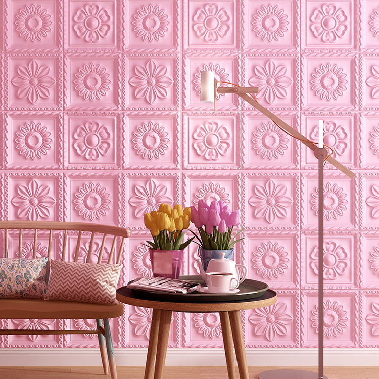 Industrial 3D Print Wall Plank Bathroom Living Room Wall Panels Set of 10 Pink 100-Piece Set 3D Embossed Clearhalo 'Flooring 'Home Improvement' 'home_improvement' 'home_improvement_wall_paneling' 'Wall Paneling' 'wall_paneling' 'Walls & Ceilings' Walls and Ceiling' 7100079
