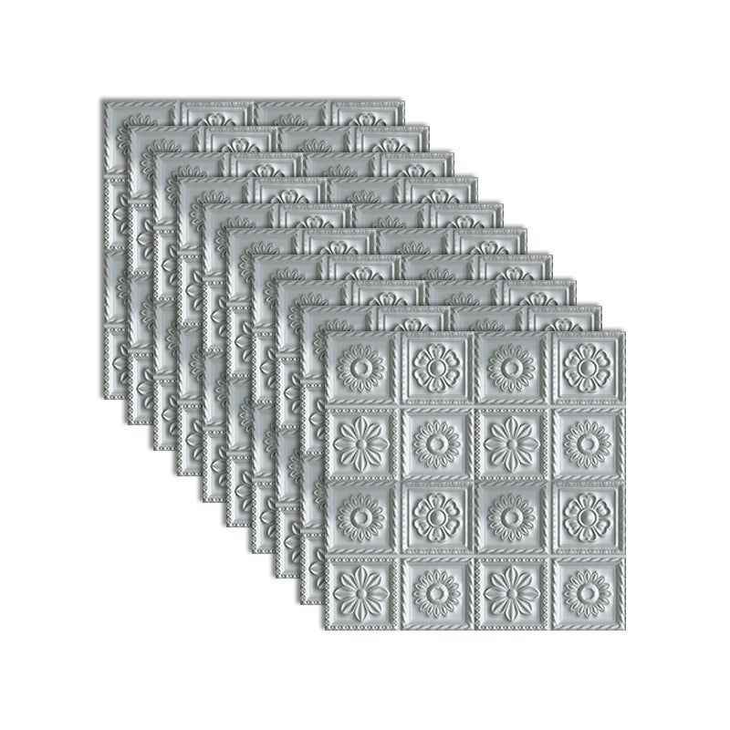 Industrial 3D Print Wall Plank Bathroom Living Room Wall Panels Set of 10 Silver Gray 3D Embossed Clearhalo 'Flooring 'Home Improvement' 'home_improvement' 'home_improvement_wall_paneling' 'Wall Paneling' 'wall_paneling' 'Walls & Ceilings' Walls and Ceiling' 7100084