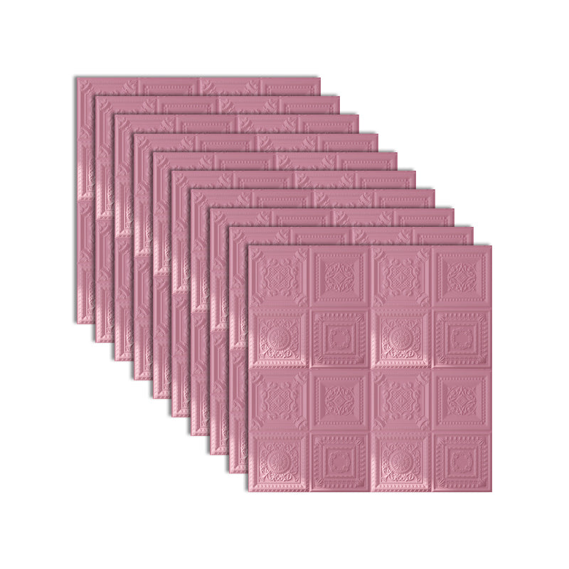 Industrial 3D Print Wall Plank Bathroom Living Room Wall Panels Set of 10 Pink Textured Clearhalo 'Flooring 'Home Improvement' 'home_improvement' 'home_improvement_wall_paneling' 'Wall Paneling' 'wall_paneling' 'Walls & Ceilings' Walls and Ceiling' 7100088