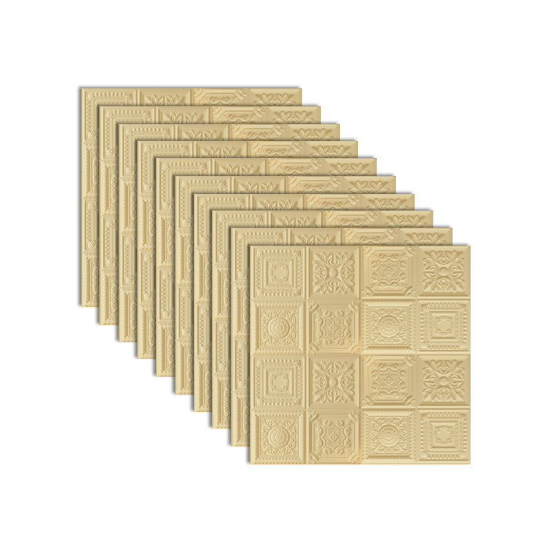 Industrial 3D Print Wall Plank Bathroom Living Room Wall Panels Set of 10 Gold Textured Clearhalo 'Flooring 'Home Improvement' 'home_improvement' 'home_improvement_wall_paneling' 'Wall Paneling' 'wall_paneling' 'Walls & Ceilings' Walls and Ceiling' 7100092