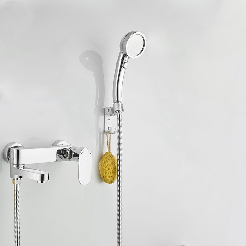 Modern Lever Handle Bath Faucet Trim Wall Mounted Bathtub Faucet Pedestal Clearhalo 'Bathroom Remodel & Bathroom Fixtures' 'Bathtub Faucets' 'bathtub_faucets' 'Home Improvement' 'home_improvement' 'home_improvement_bathtub_faucets' 7100871