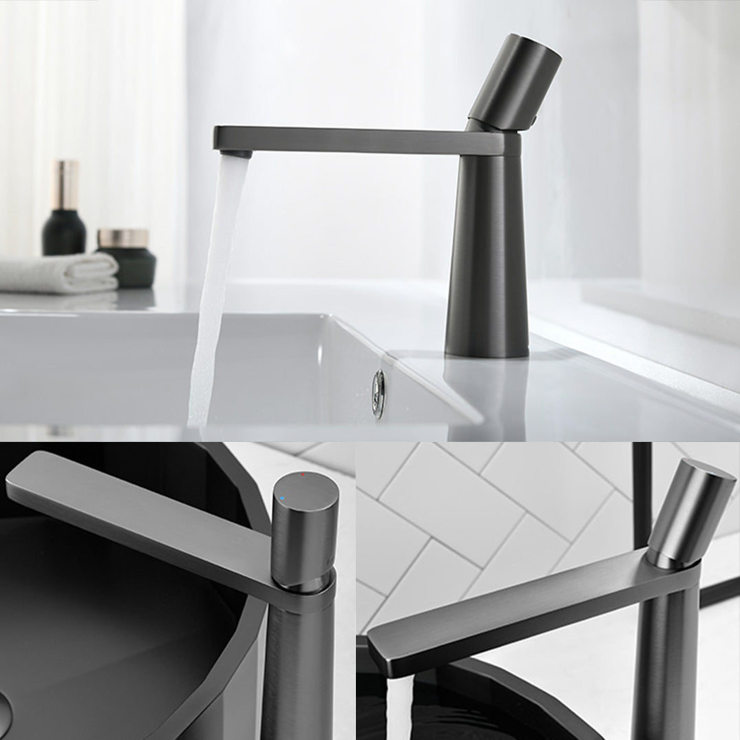 Modern Bathroom Faucet Rotary Handle Brass Single Hole Washroom Faucet Clearhalo 'Bathroom Remodel & Bathroom Fixtures' 'Bathroom Sink Faucets' 'Bathroom Sinks & Faucet Components' 'bathroom_sink_faucets' 'Casa' 'Home Improvement' 'home_improvement' 'home_improvement_bathroom_sink_faucets' 7101150