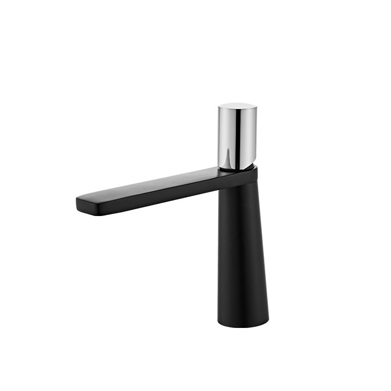 Modern Bathroom Faucet Rotary Handle Brass Single Hole Washroom Faucet Black/ Silver 7.3" Clearhalo 'Bathroom Remodel & Bathroom Fixtures' 'Bathroom Sink Faucets' 'Bathroom Sinks & Faucet Components' 'bathroom_sink_faucets' 'Casa' 'Home Improvement' 'home_improvement' 'home_improvement_bathroom_sink_faucets' 7101152