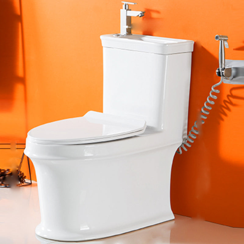 Modern Ceramic Toilet Bowl Floor Mounted Urine Toilet with Seat for Washroom Cold Water Dispensor ( eft) Toilet with Sprayer 14" Clearhalo 'Bathroom Remodel & Bathroom Fixtures' 'Home Improvement' 'home_improvement' 'home_improvement_toilets' 'Toilets & Bidets' 'Toilets' 7105309