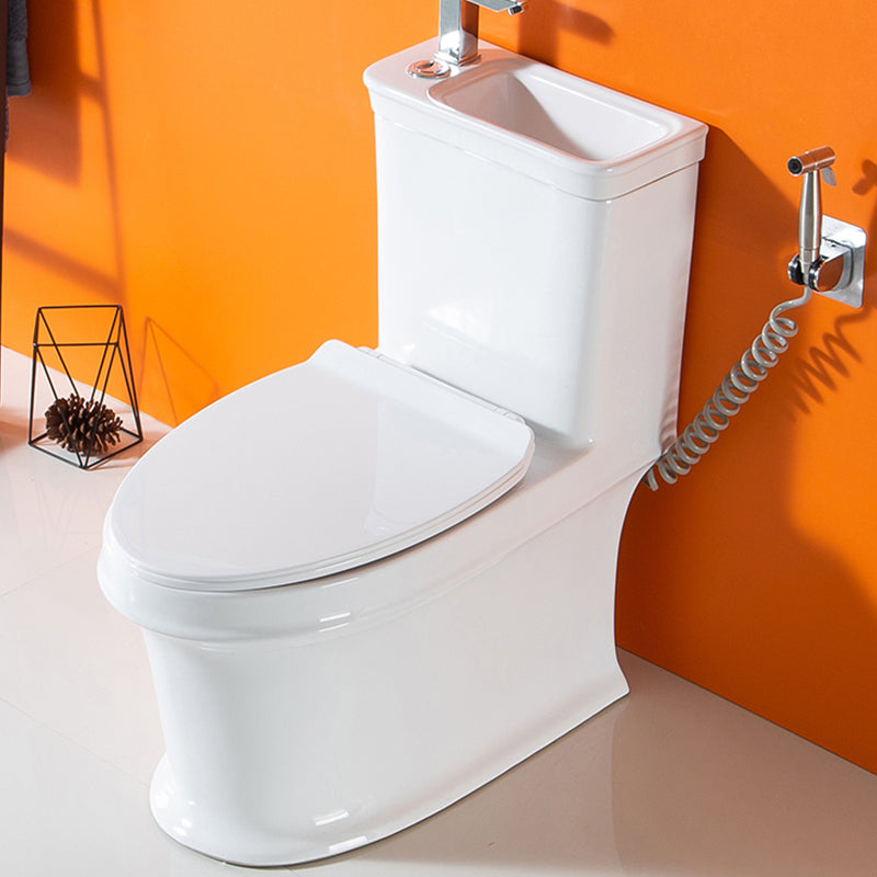 Modern Ceramic Toilet Bowl Floor Mounted Urine Toilet with Seat for Washroom Cold Water Dispensor ( eft) Toilet with Sprayer 16" Clearhalo 'Bathroom Remodel & Bathroom Fixtures' 'Home Improvement' 'home_improvement' 'home_improvement_toilets' 'Toilets & Bidets' 'Toilets' 7105312