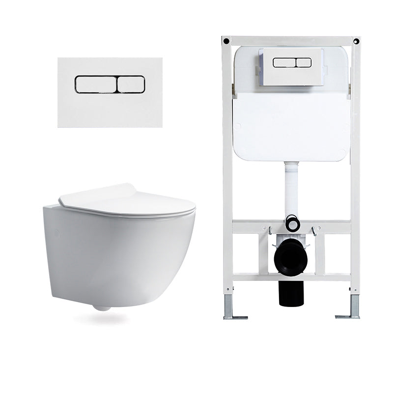 Modern Ceramic White Flush Toilet Wall Hung Urine Toilet with Seat for Bathroom 14"L x 19"W x 14"H Toilet with High Tanker Clearhalo 'Bathroom Remodel & Bathroom Fixtures' 'Home Improvement' 'home_improvement' 'home_improvement_toilets' 'Toilets & Bidets' 'Toilets' 7105357