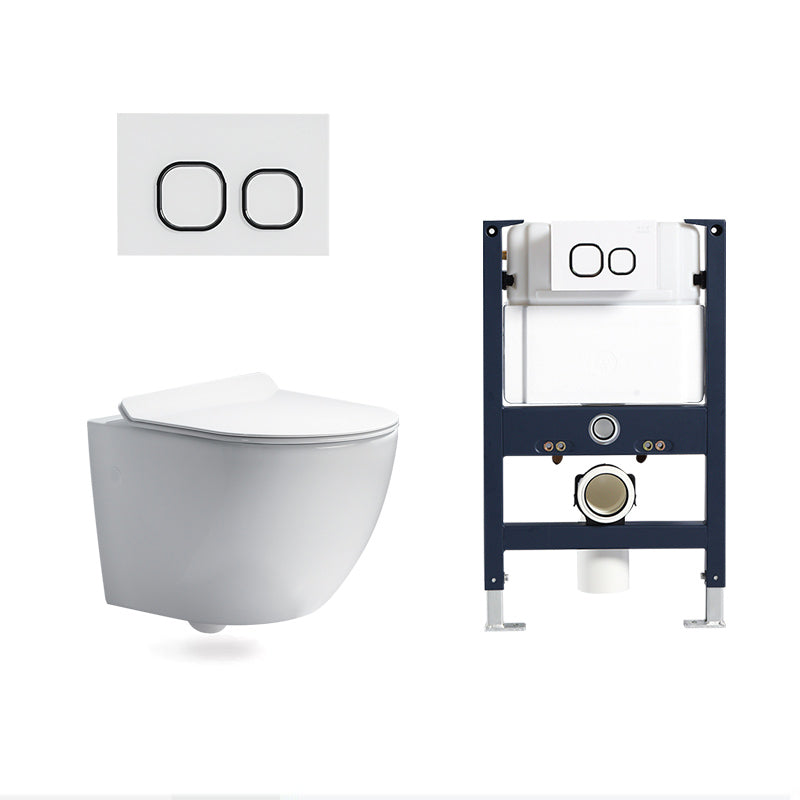 Modern Ceramic White Flush Toilet Wall Hung Urine Toilet with Seat for Bathroom 14"L x 19"W x 14"H Toilet with Low Tanker Clearhalo 'Bathroom Remodel & Bathroom Fixtures' 'Home Improvement' 'home_improvement' 'home_improvement_toilets' 'Toilets & Bidets' 'Toilets' 7105358