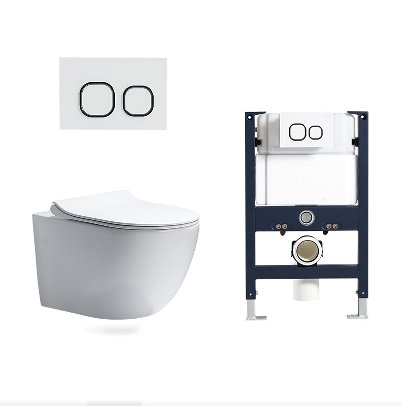 Modern Ceramic White Flush Toilet Wall Hung Urine Toilet with Seat for Bathroom 14"L x 21"W x 14"H Toilet with Low Tanker Clearhalo 'Bathroom Remodel & Bathroom Fixtures' 'Home Improvement' 'home_improvement' 'home_improvement_toilets' 'Toilets & Bidets' 'Toilets' 7105383