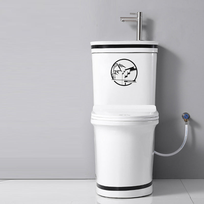 Contemporary Ceramic Flush Toilet Seat Included Urine Toilet for Washroom Black White Cold Water Dispensor ( Right) Clearhalo 'Bathroom Remodel & Bathroom Fixtures' 'Home Improvement' 'home_improvement' 'home_improvement_toilets' 'Toilets & Bidets' 'Toilets' 7105399