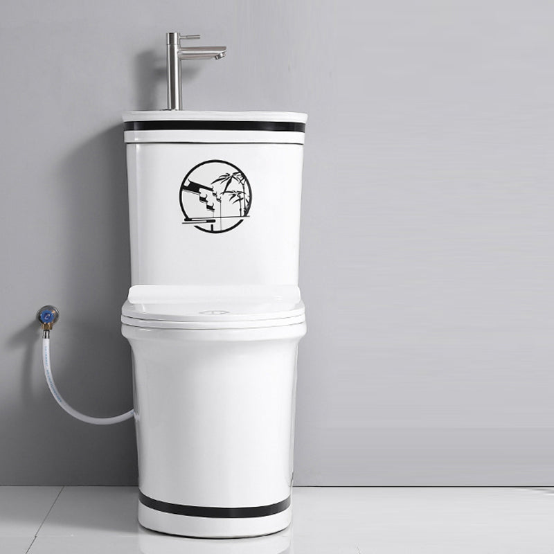 Contemporary Ceramic Flush Toilet Seat Included Urine Toilet for Washroom Black White Cold Water Dispensor ( eft) Clearhalo 'Bathroom Remodel & Bathroom Fixtures' 'Home Improvement' 'home_improvement' 'home_improvement_toilets' 'Toilets & Bidets' 'Toilets' 7105401