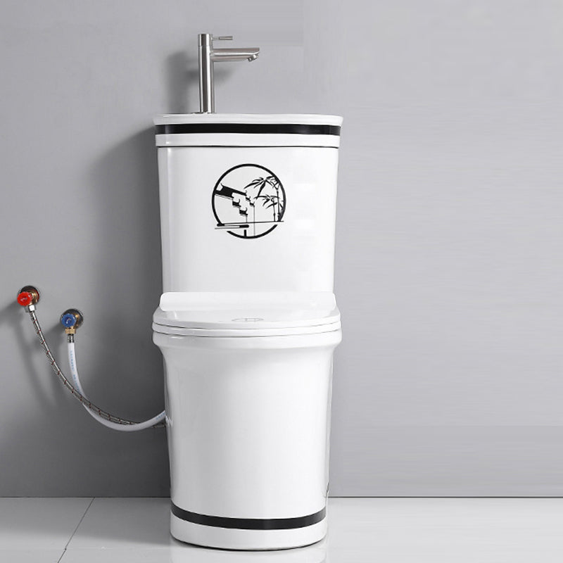 Contemporary Ceramic Flush Toilet Seat Included Urine Toilet for Washroom Black White Cold Hot Water Dispensor ( Left) Clearhalo 'Bathroom Remodel & Bathroom Fixtures' 'Home Improvement' 'home_improvement' 'home_improvement_toilets' 'Toilets & Bidets' 'Toilets' 7105404