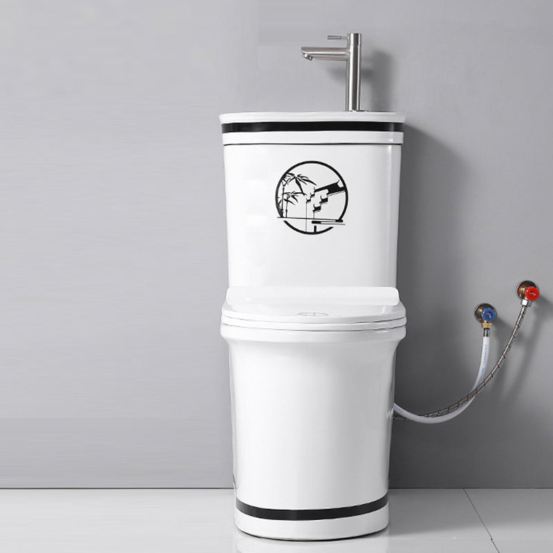 Contemporary Ceramic Flush Toilet Seat Included Urine Toilet for Washroom Black White Cold Hot Water Dispensor ( Right) Clearhalo 'Bathroom Remodel & Bathroom Fixtures' 'Home Improvement' 'home_improvement' 'home_improvement_toilets' 'Toilets & Bidets' 'Toilets' 7105405