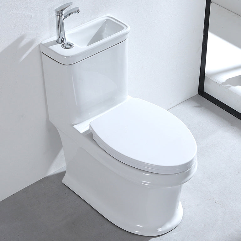 Contemporary Porcelain Flush Toilet Floor Mount One-Piece Toilet Urine Toilet 15"L x 28"W x 29"H Cold Water Dispensor ( eft) 14" Clearhalo 'Bathroom Remodel & Bathroom Fixtures' 'Home Improvement' 'home_improvement' 'home_improvement_toilets' 'Toilets & Bidets' 'Toilets' 7105412
