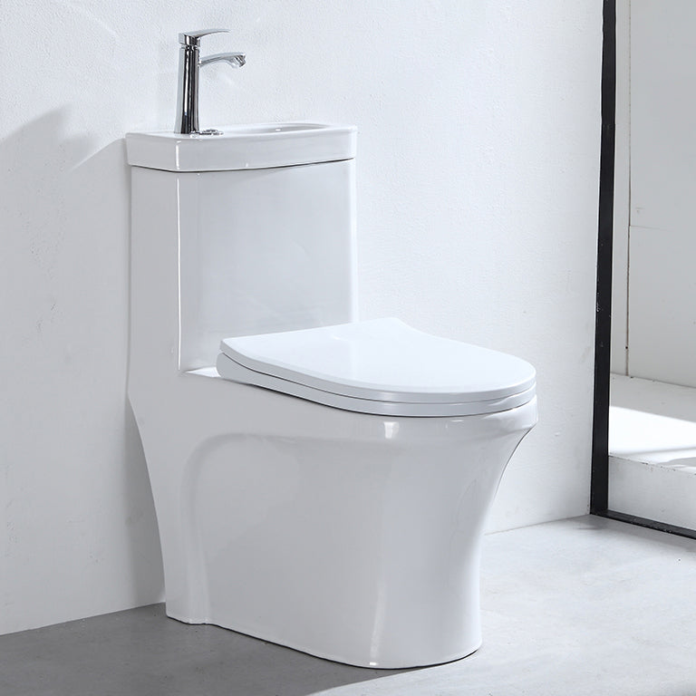 Contemporary Porcelain Flush Toilet Floor Mount One-Piece Toilet Urine Toilet 14"L x 26"W x 30"H Clearhalo 'Bathroom Remodel & Bathroom Fixtures' 'Home Improvement' 'home_improvement' 'home_improvement_toilets' 'Toilets & Bidets' 'Toilets' 7105413