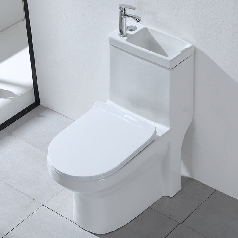Contemporary Porcelain Flush Toilet Floor Mount One-Piece Toilet Urine Toilet 15"L x 27"W x 31"H Cold Water Dispensor ( eft) 14" Clearhalo 'Bathroom Remodel & Bathroom Fixtures' 'Home Improvement' 'home_improvement' 'home_improvement_toilets' 'Toilets & Bidets' 'Toilets' 7105415