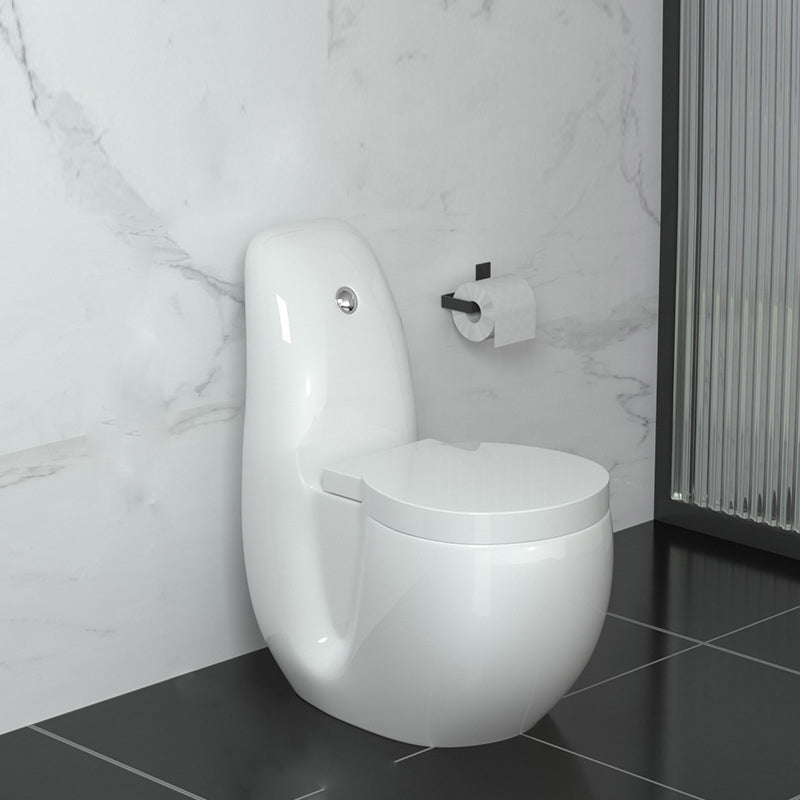 Contemporary Siphon Jet Flush Toilet Floor Mounted Urine Toilet for Bathroom 15"L x 26"W x 31"H White Clearhalo 'Bathroom Remodel & Bathroom Fixtures' 'Home Improvement' 'home_improvement' 'home_improvement_toilets' 'Toilets & Bidets' 'Toilets' 7105436