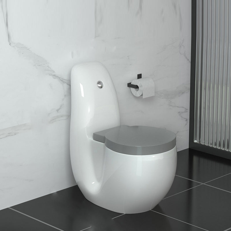 Contemporary Siphon Jet Flush Toilet Floor Mounted Urine Toilet for Bathroom 15"L x 26"W x 31"H White Gray Clearhalo 'Bathroom Remodel & Bathroom Fixtures' 'Home Improvement' 'home_improvement' 'home_improvement_toilets' 'Toilets & Bidets' 'Toilets' 7105438