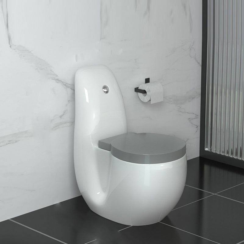 Contemporary Siphon Jet Flush Toilet Floor Mounted Urine Toilet for Bathroom 15"L x 26"W x 31"H White/ Gray Clearhalo 'Bathroom Remodel & Bathroom Fixtures' 'Home Improvement' 'home_improvement' 'home_improvement_toilets' 'Toilets & Bidets' 'Toilets' 7105438