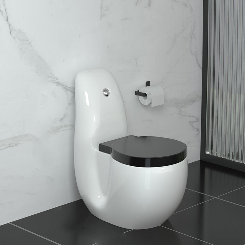 Contemporary Siphon Jet Flush Toilet Floor Mounted Urine Toilet for Bathroom 15"L x 26"W x 31"H White/ Black Clearhalo 'Bathroom Remodel & Bathroom Fixtures' 'Home Improvement' 'home_improvement' 'home_improvement_toilets' 'Toilets & Bidets' 'Toilets' 7105440