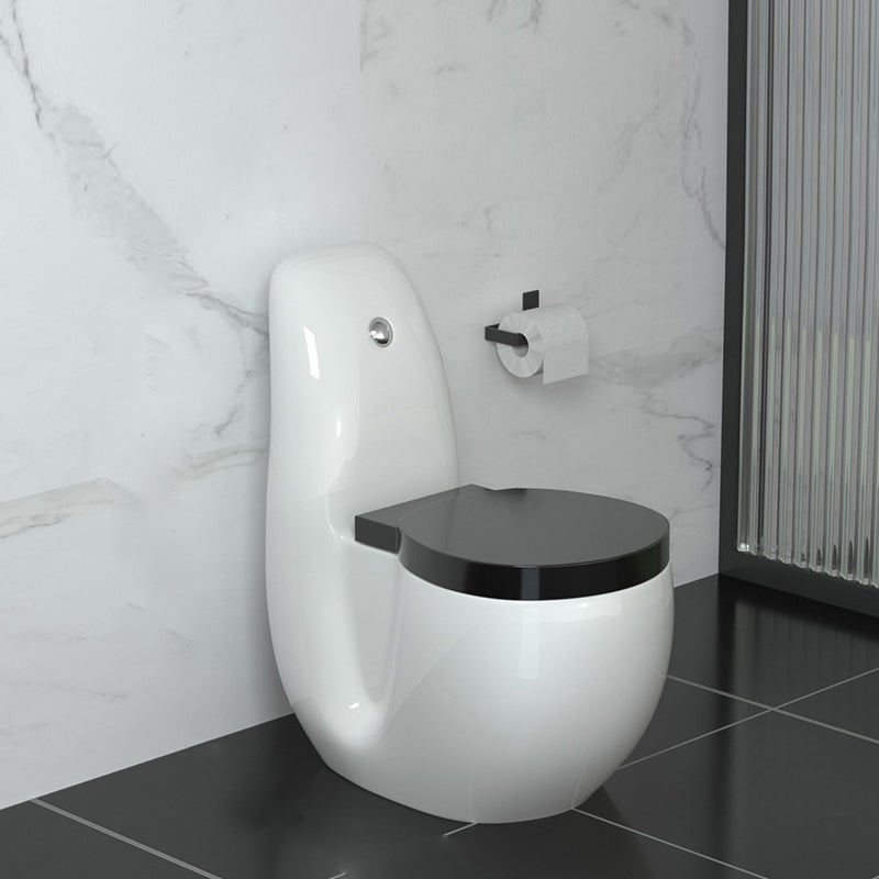 Contemporary Siphon Jet Flush Toilet Floor Mounted Urine Toilet for Bathroom 15"L x 26"W x 31"H White Black Clearhalo 'Bathroom Remodel & Bathroom Fixtures' 'Home Improvement' 'home_improvement' 'home_improvement_toilets' 'Toilets & Bidets' 'Toilets' 7105440