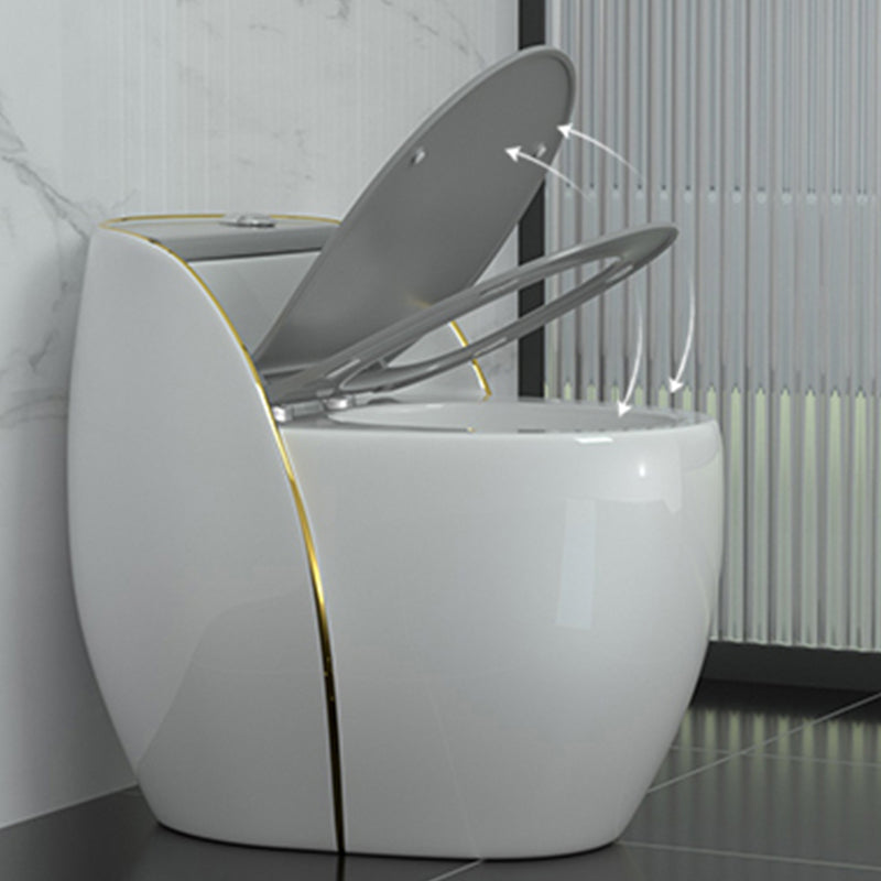 Contemporary Siphon Jet Flush Toilet Floor Mounted Urine Toilet for Bathroom 18"L x 26"W x 23"H Grey/ Gold 15" Clearhalo 'Bathroom Remodel & Bathroom Fixtures' 'Home Improvement' 'home_improvement' 'home_improvement_toilets' 'Toilets & Bidets' 'Toilets' 7105442