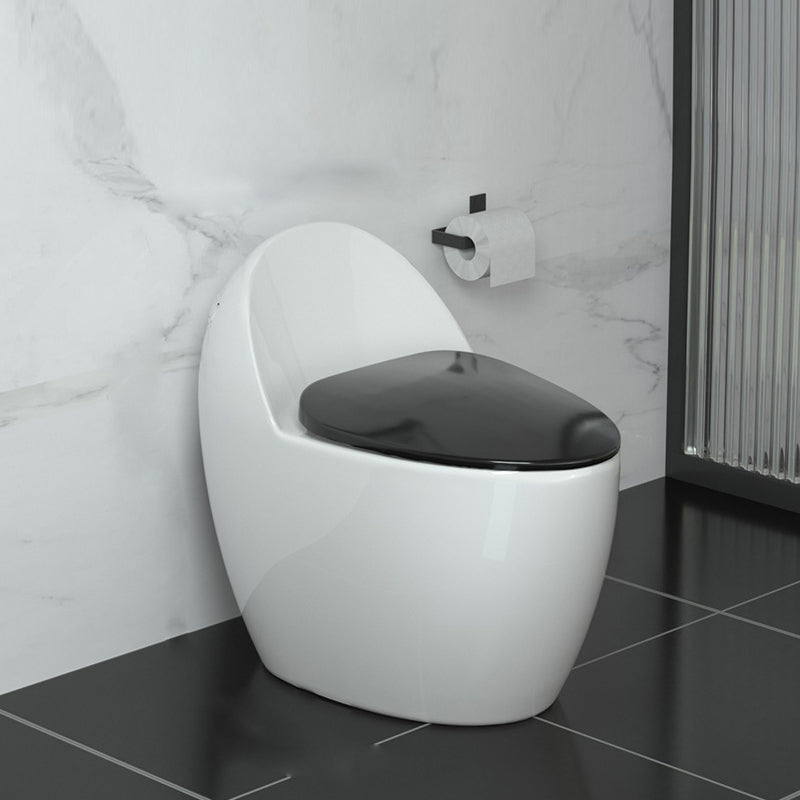 Contemporary Siphon Jet Flush Toilet Floor Mounted Urine Toilet for Bathroom 17"L x 27"W x 25"H White/ Black Clearhalo 'Bathroom Remodel & Bathroom Fixtures' 'Home Improvement' 'home_improvement' 'home_improvement_toilets' 'Toilets & Bidets' 'Toilets' 7105443