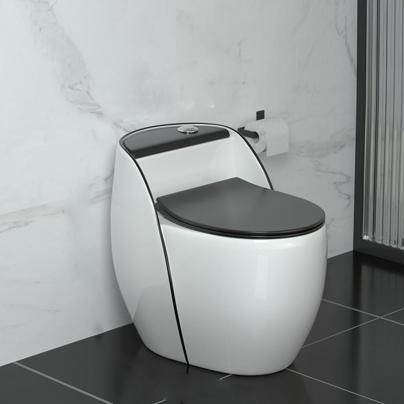 Contemporary Siphon Jet Flush Toilet Floor Mounted Urine Toilet for Bathroom 18"L x 26"W x 23"H White Black Clearhalo 'Bathroom Remodel & Bathroom Fixtures' 'Home Improvement' 'home_improvement' 'home_improvement_toilets' 'Toilets & Bidets' 'Toilets' 7105445