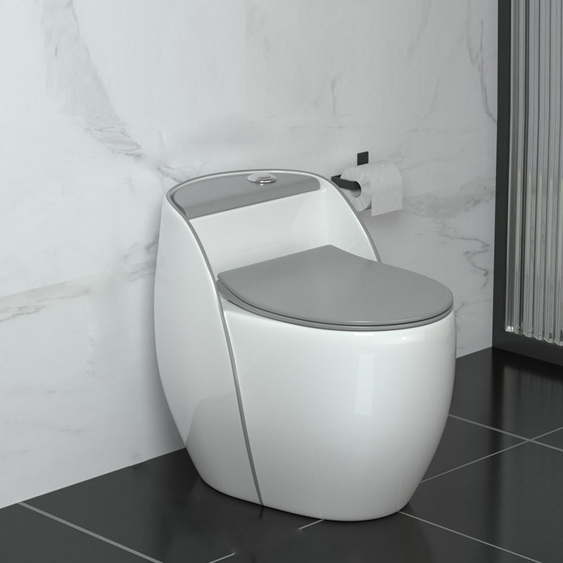 Contemporary Siphon Jet Flush Toilet Floor Mounted Urine Toilet for Bathroom 18"L x 26"W x 23"H White Gray Clearhalo 'Bathroom Remodel & Bathroom Fixtures' 'Home Improvement' 'home_improvement' 'home_improvement_toilets' 'Toilets & Bidets' 'Toilets' 7105451