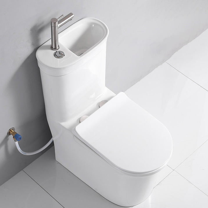 Contemporary Siphon Jet Flush Toilet Floor Mount One-Piece Toilet Urine Toilet 16"L x 28"W x 33"H Cold Water Dispensor ( eft) Clearhalo 'Bathroom Remodel & Bathroom Fixtures' 'Home Improvement' 'home_improvement' 'home_improvement_toilets' 'Toilets & Bidets' 'Toilets' 7105460
