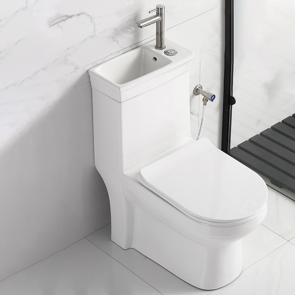 Contemporary Siphon Jet Flush Toilet Floor Mount One-Piece Toilet Urine Toilet 15"L x 28"W x 31"H Cold Water Dispensor ( Right) Clearhalo 'Bathroom Remodel & Bathroom Fixtures' 'Home Improvement' 'home_improvement' 'home_improvement_toilets' 'Toilets & Bidets' 'Toilets' 7105462