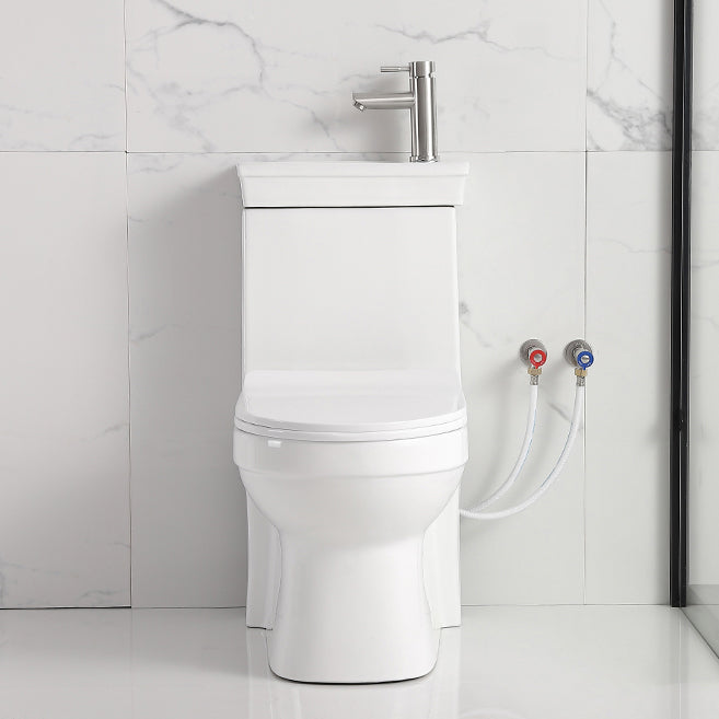 Contemporary Siphon Jet Flush Toilet Floor Mount One-Piece Toilet Urine Toilet 15"L x 28"W x 31"H Cold/Hot Water Dispensor ( Right) 14" Clearhalo 'Bathroom Remodel & Bathroom Fixtures' 'Home Improvement' 'home_improvement' 'home_improvement_toilets' 'Toilets & Bidets' 'Toilets' 7105463