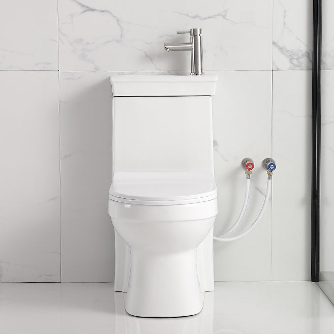 Contemporary Siphon Jet Flush Toilet Floor Mount One-Piece Toilet Urine Toilet 15"L x 28"W x 31"H Cold Hot Water Dispensor ( Right) 14" Clearhalo 'Bathroom Remodel & Bathroom Fixtures' 'Home Improvement' 'home_improvement' 'home_improvement_toilets' 'Toilets & Bidets' 'Toilets' 7105463