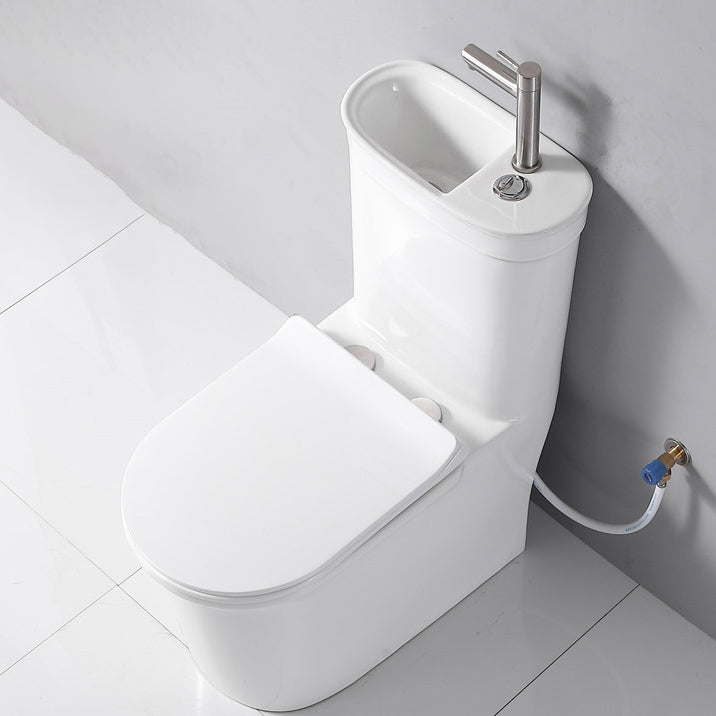Contemporary Siphon Jet Flush Toilet Floor Mount One-Piece Toilet Urine Toilet 16"L x 28"W x 33"H Cold Water Dispensor ( Right) Clearhalo 'Bathroom Remodel & Bathroom Fixtures' 'Home Improvement' 'home_improvement' 'home_improvement_toilets' 'Toilets & Bidets' 'Toilets' 7105464