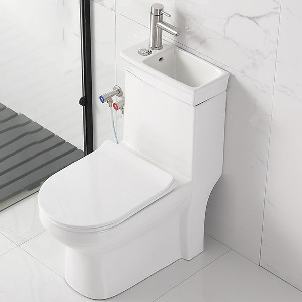 Contemporary Siphon Jet Flush Toilet Floor Mount One-Piece Toilet Urine Toilet 15"L x 28"W x 31"H Cold Hot Water Dispensor ( Left) Clearhalo 'Bathroom Remodel & Bathroom Fixtures' 'Home Improvement' 'home_improvement' 'home_improvement_toilets' 'Toilets & Bidets' 'Toilets' 7105467