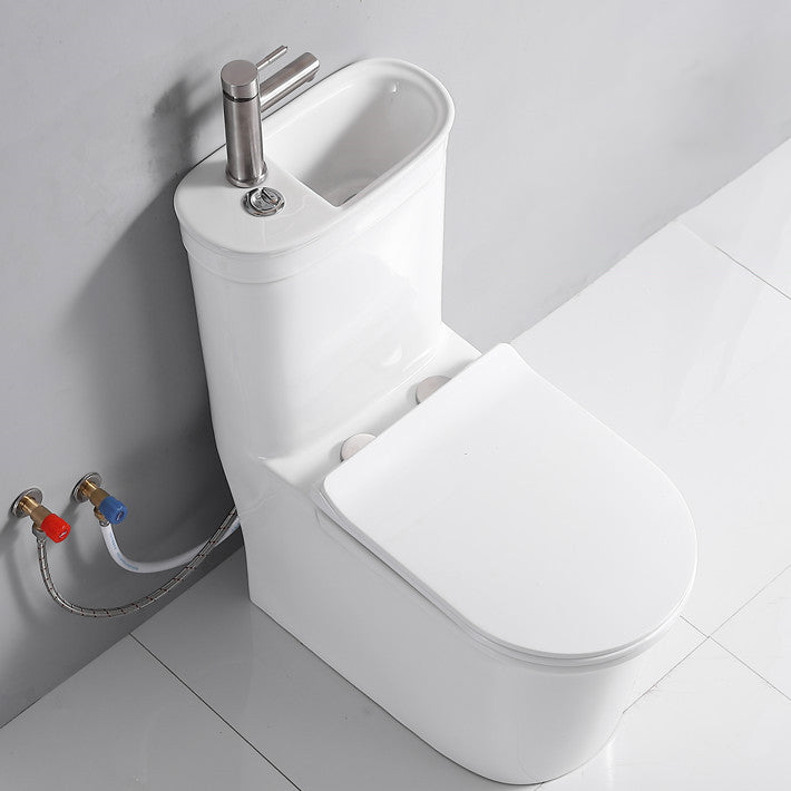 Contemporary Siphon Jet Flush Toilet Floor Mount One-Piece Toilet Urine Toilet 16"L x 28"W x 33"H Cold/Hot Water Dispensor ( Left) Clearhalo 'Bathroom Remodel & Bathroom Fixtures' 'Home Improvement' 'home_improvement' 'home_improvement_toilets' 'Toilets & Bidets' 'Toilets' 7105469