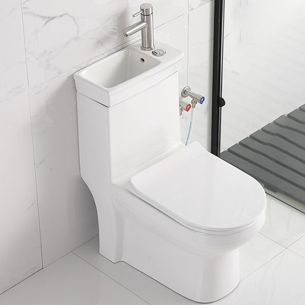 Contemporary Siphon Jet Flush Toilet Floor Mount One-Piece Toilet Urine Toilet 15"L x 28"W x 31"H Cold Hot Water Dispensor ( Right) Clearhalo 'Bathroom Remodel & Bathroom Fixtures' 'Home Improvement' 'home_improvement' 'home_improvement_toilets' 'Toilets & Bidets' 'Toilets' 7105471