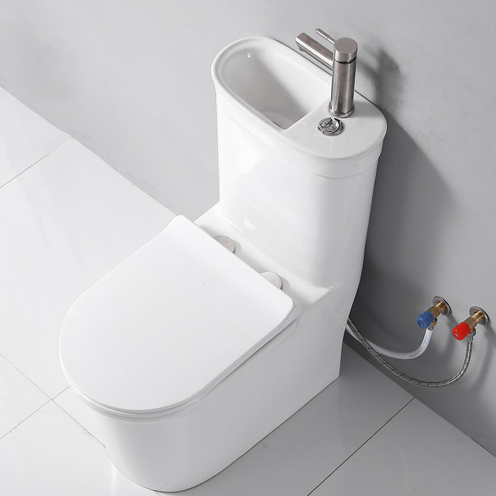 Contemporary Siphon Jet Flush Toilet Floor Mount One-Piece Toilet Urine Toilet 16"L x 28"W x 33"H Cold/Hot Water Dispensor ( Right) Clearhalo 'Bathroom Remodel & Bathroom Fixtures' 'Home Improvement' 'home_improvement' 'home_improvement_toilets' 'Toilets & Bidets' 'Toilets' 7105472