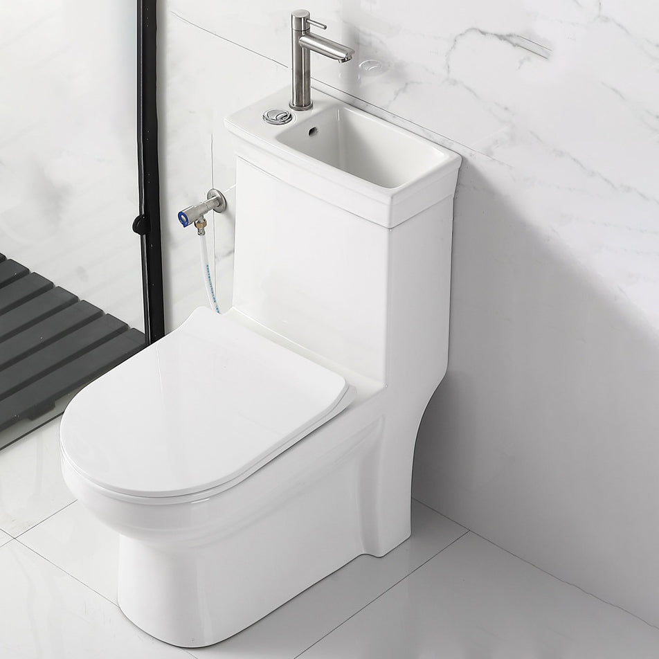 Modern Siphon Jet Flush Toilet Floor Mount One-Piece Toilet Toilet 15"L x 28"W x 31"H Cold Water Dispensor ( eft) Clearhalo 'Bathroom Remodel & Bathroom Fixtures' 'Home Improvement' 'home_improvement' 'home_improvement_toilets' 'Toilets & Bidets' 'Toilets' 7105484