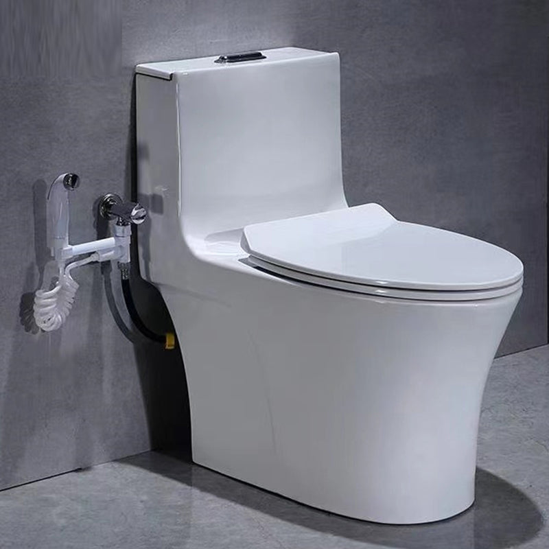 Contemporary White Flush Toilet Floor Mounted Toilet Bowl for Washroom 14.6"L x 27.6"W x 27.6"H Toilet with Sprayer 14" Clearhalo 'Bathroom Remodel & Bathroom Fixtures' 'Home Improvement' 'home_improvement' 'home_improvement_toilets' 'Toilets & Bidets' 'Toilets' 7105508