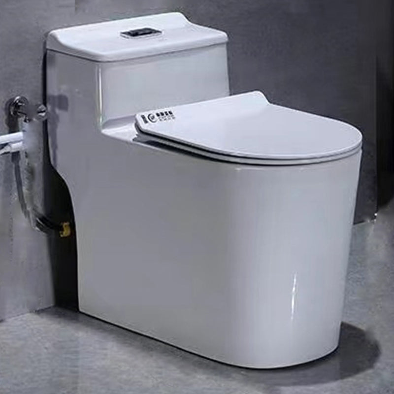 Contemporary White Flush Toilet Floor Mounted Toilet Bowl for Washroom 14.2"L x 26.8"W x 24.4"H Toilet with Sprayer Clearhalo 'Bathroom Remodel & Bathroom Fixtures' 'Home Improvement' 'home_improvement' 'home_improvement_toilets' 'Toilets & Bidets' 'Toilets' 7105510