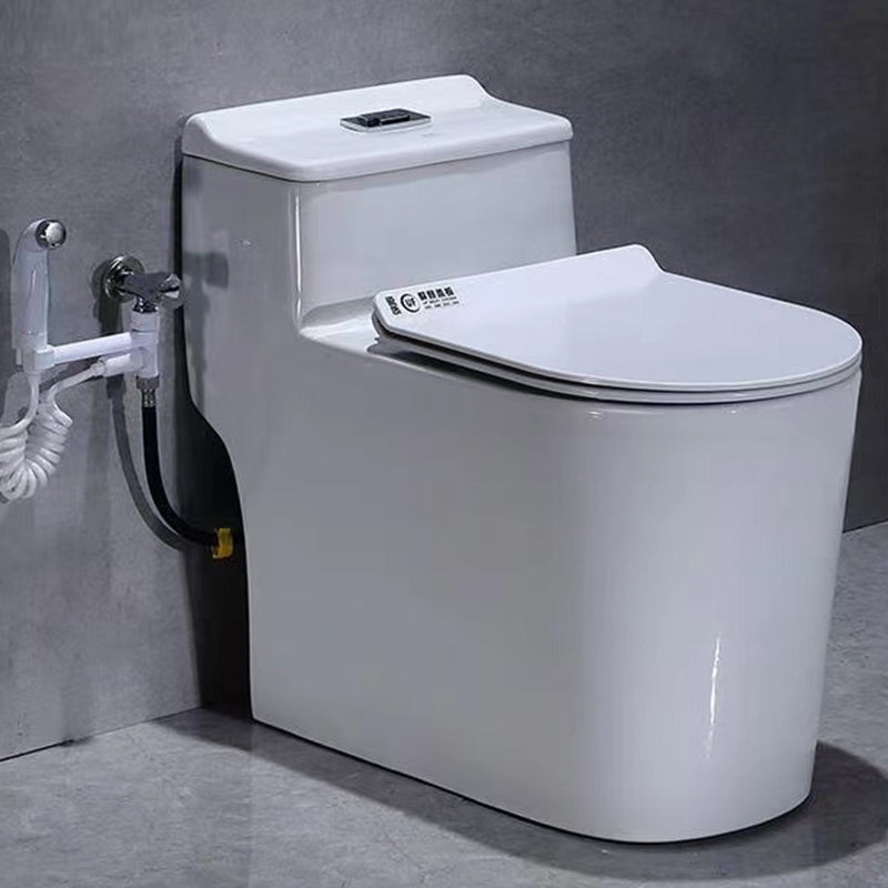 Contemporary White Flush Toilet Floor Mounted Toilet Bowl for Washroom 14.2"L x 26.8"W x 24.4"H Toilet with Sprayer 14" Clearhalo 'Bathroom Remodel & Bathroom Fixtures' 'Home Improvement' 'home_improvement' 'home_improvement_toilets' 'Toilets & Bidets' 'Toilets' 7105513