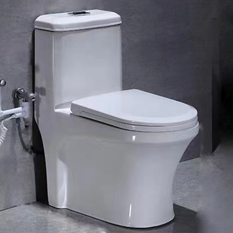 Contemporary White Flush Toilet Floor Mounted Toilet Bowl for Washroom 14"L x 26"W x 30"H Toilet with Sprayer Clearhalo 'Bathroom Remodel & Bathroom Fixtures' 'Home Improvement' 'home_improvement' 'home_improvement_toilets' 'Toilets & Bidets' 'Toilets' 7105514