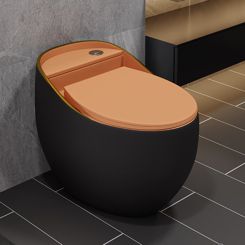 Modern Style Ceramic Flush Toilet All-In-One Toilet Bowl for Washroom Black/ Orange Toilet Only Clearhalo 'Bathroom Remodel & Bathroom Fixtures' 'Home Improvement' 'home_improvement' 'home_improvement_toilets' 'Toilets & Bidets' 'Toilets' 7105529