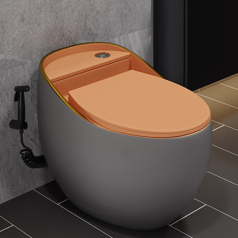 Modern Style Ceramic Flush Toilet All-In-One Toilet Bowl for Washroom Gray/ Orange Toilet with Sprayer Clearhalo 'Bathroom Remodel & Bathroom Fixtures' 'Home Improvement' 'home_improvement' 'home_improvement_toilets' 'Toilets & Bidets' 'Toilets' 7105531
