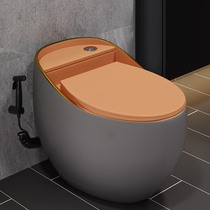 Modern Style Ceramic Flush Toilet All-In-One Toilet Bowl for Washroom Gray Orange Toilet with Sprayer Clearhalo 'Bathroom Remodel & Bathroom Fixtures' 'Home Improvement' 'home_improvement' 'home_improvement_toilets' 'Toilets & Bidets' 'Toilets' 7105531