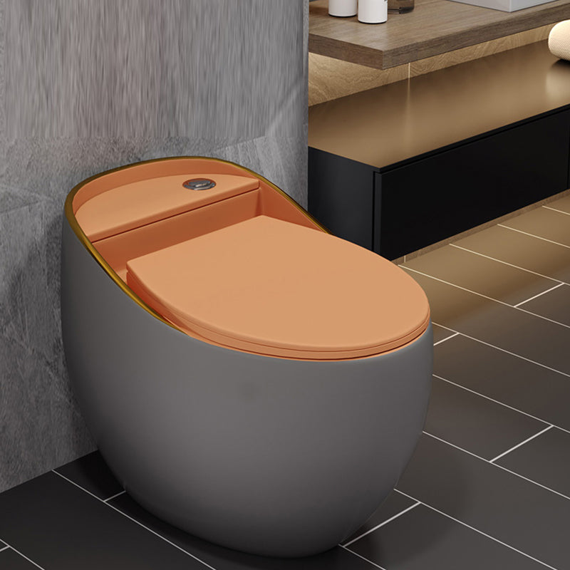 Modern Style Ceramic Flush Toilet All-In-One Toilet Bowl for Washroom Gray Orange Toilet Only 12" Clearhalo 'Bathroom Remodel & Bathroom Fixtures' 'Home Improvement' 'home_improvement' 'home_improvement_toilets' 'Toilets & Bidets' 'Toilets' 7105535