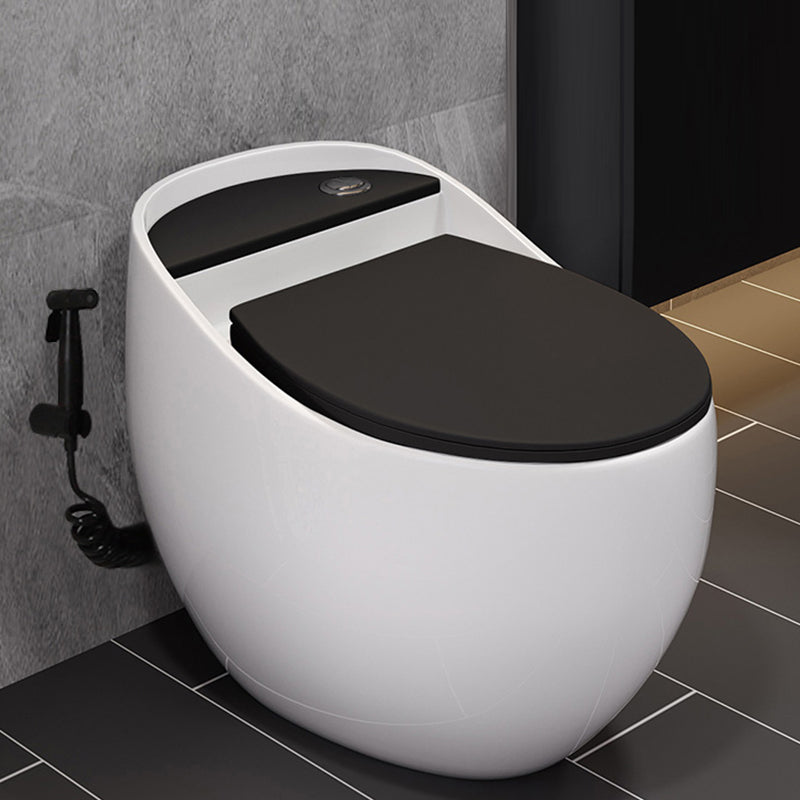 Modern Style Ceramic Flush Toilet All-In-One Toilet Bowl for Washroom Black/ White Toilet with Sprayer Clearhalo 'Bathroom Remodel & Bathroom Fixtures' 'Home Improvement' 'home_improvement' 'home_improvement_toilets' 'Toilets & Bidets' 'Toilets' 7105539