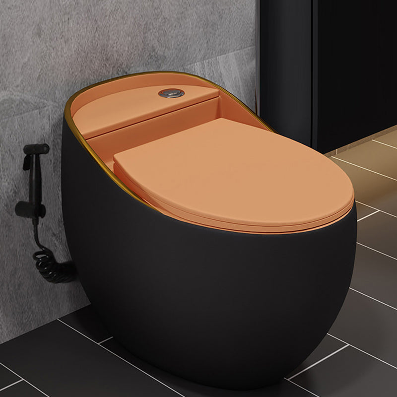 Modern Style Ceramic Flush Toilet All-In-One Toilet Bowl for Washroom Black/ Orange Toilet with Sprayer Clearhalo 'Bathroom Remodel & Bathroom Fixtures' 'Home Improvement' 'home_improvement' 'home_improvement_toilets' 'Toilets & Bidets' 'Toilets' 7105540