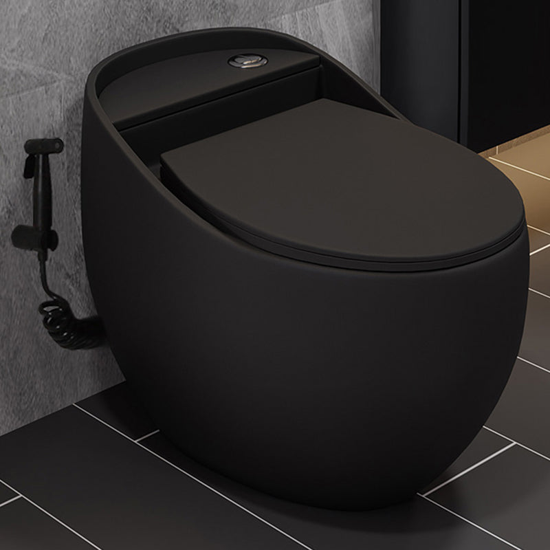 Modern Style Ceramic Flush Toilet All-In-One Toilet Bowl for Washroom Black Toilet with Sprayer Clearhalo 'Bathroom Remodel & Bathroom Fixtures' 'Home Improvement' 'home_improvement' 'home_improvement_toilets' 'Toilets & Bidets' 'Toilets' 7105546